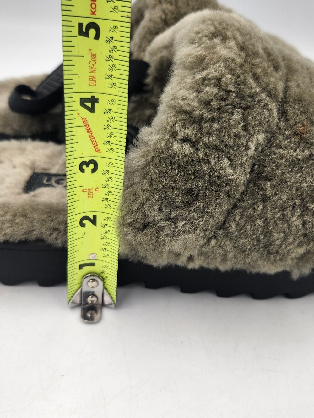 UGG Super Fluff Slippers Womens 9 Burnt Olive Closed Toe Sheepskin Platform - Picture 15 of 16